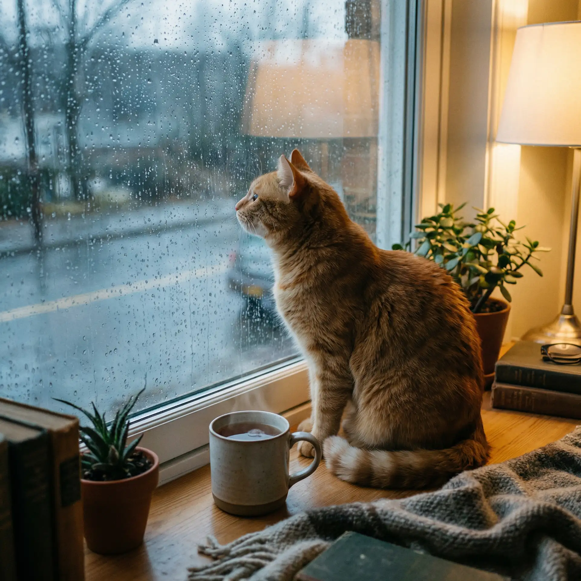 猫咪望着窗外的雨 - 小保姆的疯狂