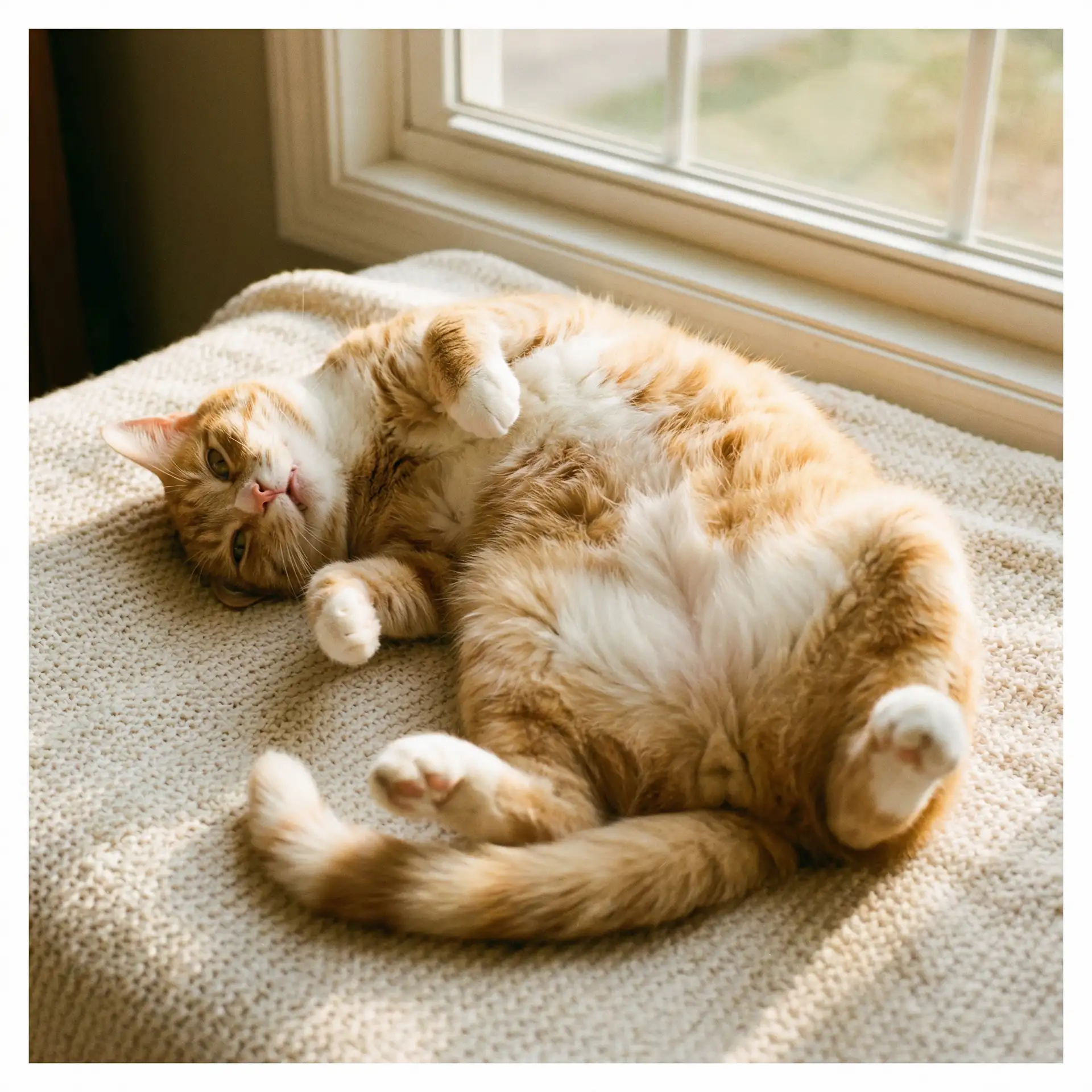 猫咪仰躺露出肚皮 - 小保姆的疯狂